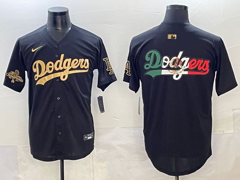 Men Los Angeles Dodgers Blank Black Gold Nike MLB Jersey style 0010